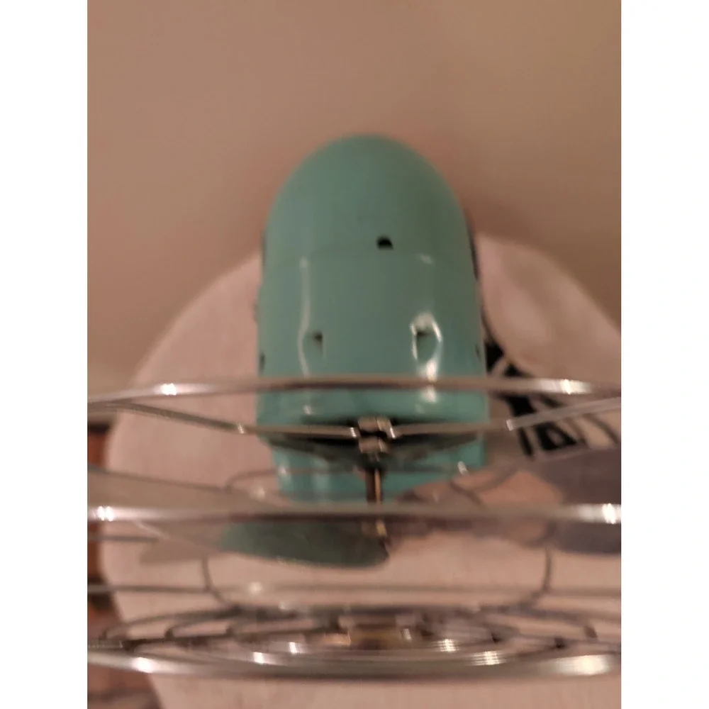 Vintage MCM ESKIMO Desk Wall Fan 081002 Aqua Turquoise Blue Bullet Back Works